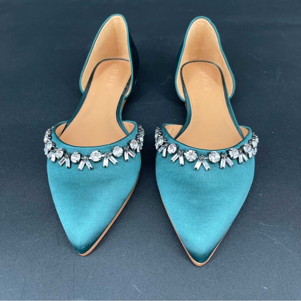 New ~ J. Crew Factory Satin jeweled Zoe d'Orsay flats Size 7 - Picture 2 of 9